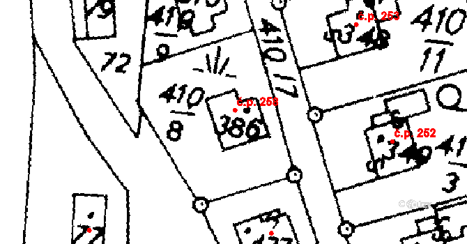 Potštejn 258 na parcele st. 386 v KÚ Potštejn, Katastrální mapa