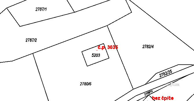 Rožnov pod Radhoštěm 3035 na parcele st. 5203 v KÚ Rožnov pod Radhoštěm, Katastrální mapa