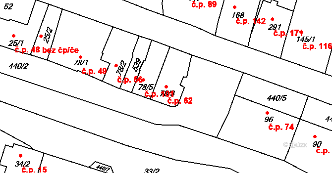Žopy 62, Holešov na parcele st. 78/3 v KÚ Žopy, Katastrální mapa