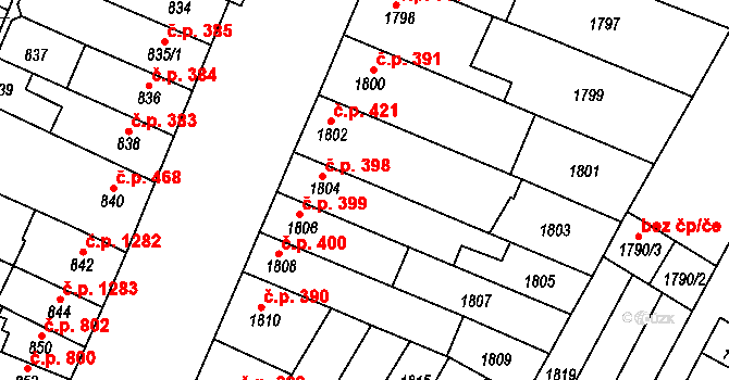 Brno 104800968 na parcele st. 1804 v KÚ Žabovřesky, Katastrální mapa
