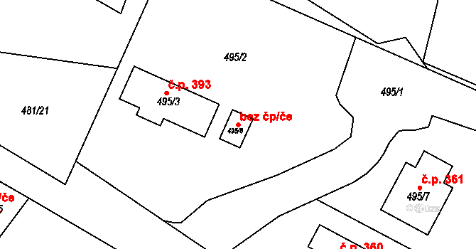 Březová 105239968 na parcele st. 495/8 v KÚ Březová u Sokolova, Katastrální mapa