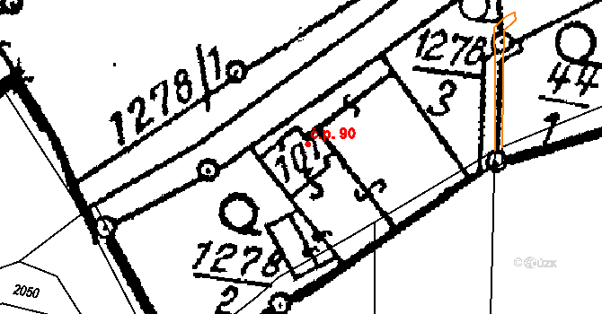 Chlístovice 90 na parcele st. 101 v KÚ Chlístovice, Katastrální mapa