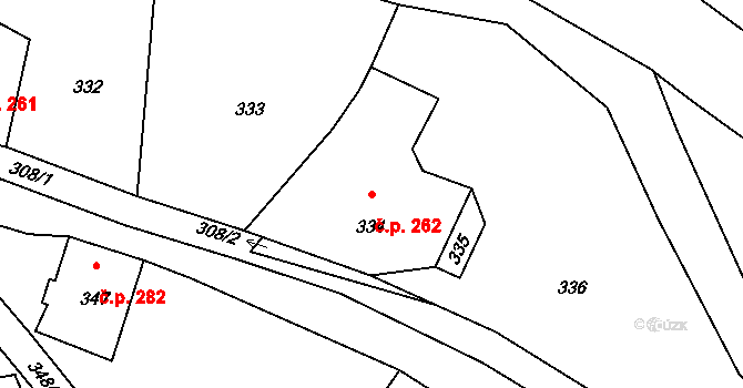 Proseč nad Nisou 262, Jablonec nad Nisou na parcele st. 334 v KÚ Proseč nad Nisou, Katastrální mapa