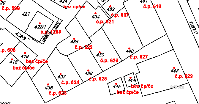 Mistřín 626, Svatobořice-Mistřín na parcele st. 439 v KÚ Mistřín, Katastrální mapa