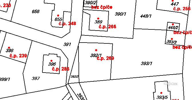 Děčín XXXII-Boletice nad Labem 269, Děčín na parcele st. 392/1 v KÚ Boletice nad Labem, Katastrální mapa