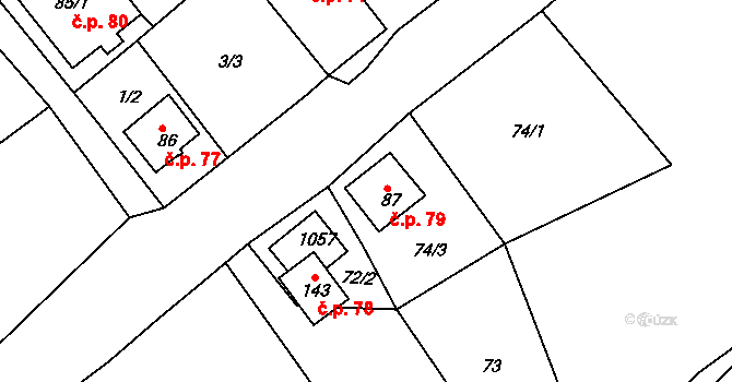Libnov 79, Krajková na parcele st. 87 v KÚ Libnov, Katastrální mapa