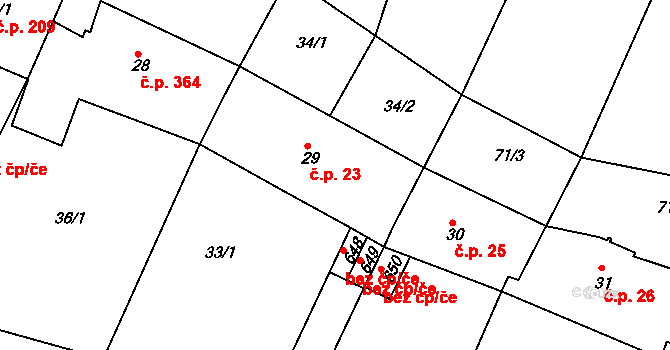 Čejetice 23, Mladá Boleslav na parcele st. 29 v KÚ Čejetice u Mladé Boleslavi, Katastrální mapa