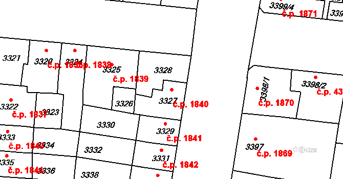 Prostějov 1840 na parcele st. 3327 v KÚ Prostějov, Katastrální mapa