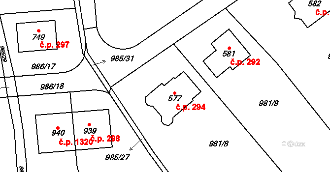 Želivec 294, Sulice na parcele st. 577 v KÚ Sulice, Katastrální mapa
