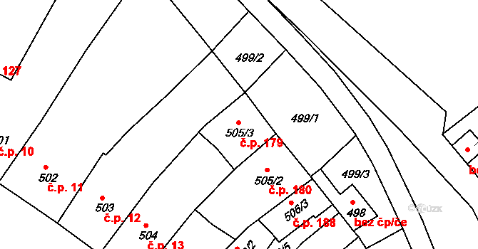 Třeboň I 179, Třeboň na parcele st. 505/3 v KÚ Třeboň, Katastrální mapa