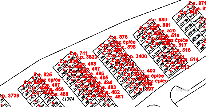 Vyškov-Předměstí 389, Vyškov na parcele st. 340/118 v KÚ Vyškov, Katastrální mapa