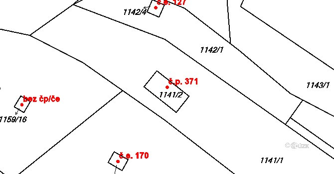 Olomučany 371 na parcele st. 1141/2 v KÚ Olomučany, Katastrální mapa