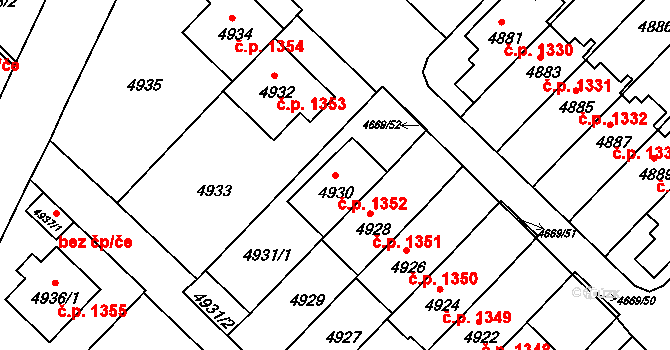 Žďár nad Sázavou 7 1352, Žďár nad Sázavou na parcele st. 4930 v KÚ Město Žďár, Katastrální mapa