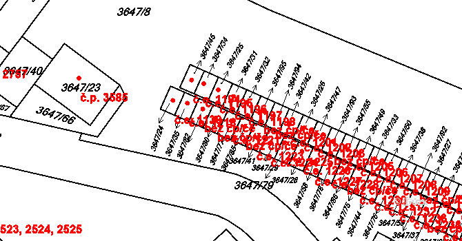 Znojmo 1221 na parcele st. 3647/77 v KÚ Znojmo-město, Katastrální mapa