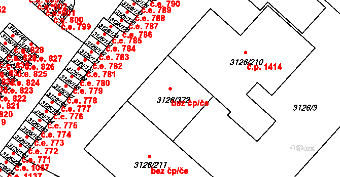 Pelhřimov 39254968 na parcele st. 3126/372 v KÚ Pelhřimov, Katastrální mapa