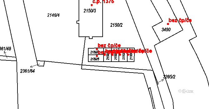 Benešov 39306968 na parcele st. 2150/6 v KÚ Benešov u Prahy, Katastrální mapa