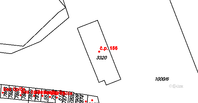 Jejkov 156, Třebíč na parcele st. 3320 v KÚ Třebíč, Katastrální mapa