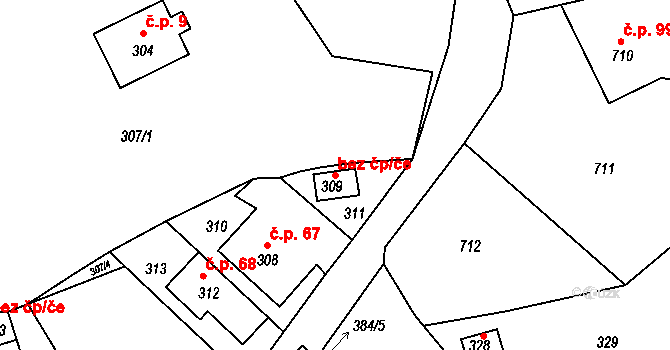 Čenkov 41637968 na parcele st. 309 v KÚ Čenkov u Příbramě, Katastrální mapa