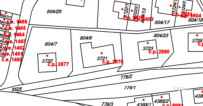 Zlín 2878 na parcele st. 3721 v KÚ Zlín, Katastrální mapa