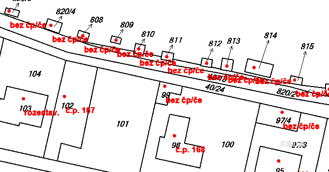 Nymburk 42059968 na parcele st. 99 v KÚ Drahelice, Katastrální mapa