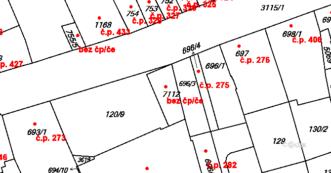 Kroměříž 43587968 na parcele st. 7112 v KÚ Kroměříž, Katastrální mapa
