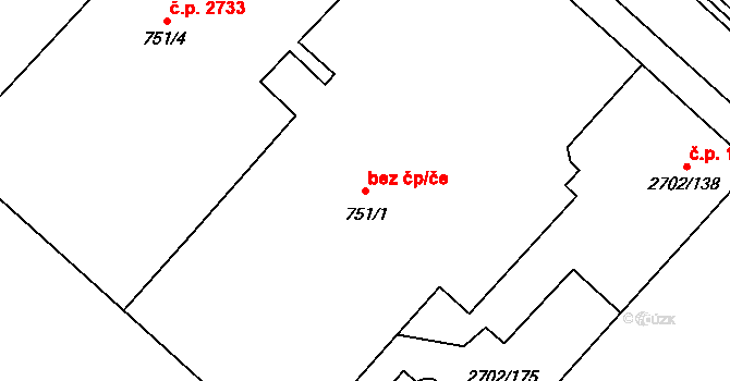 Opava 43813968 na parcele st. 751/1 v KÚ Opava-Předměstí, Katastrální mapa
