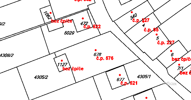 Boršice 576 na parcele st. 678 v KÚ Boršice u Buchlovic, Katastrální mapa