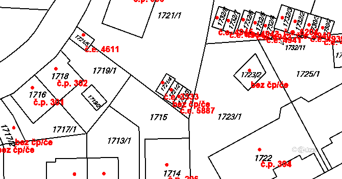 Ústí nad Labem 49906968 na parcele st. 1721/2 v KÚ Klíše, Katastrální mapa