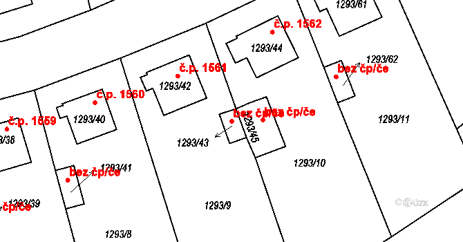 Roudnice nad Labem 50275968 na parcele st. 1293/43 v KÚ Roudnice nad Labem, Katastrální mapa