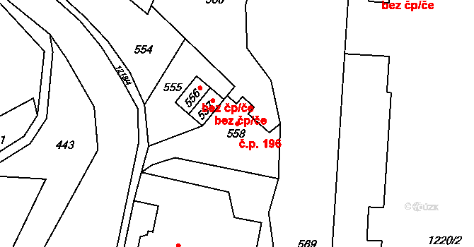 Žulová 196 na parcele st. 558 v KÚ Žulová, Katastrální mapa