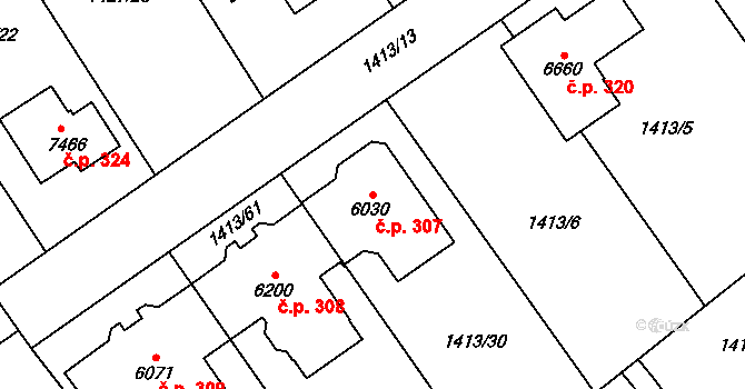 Beroun-Město 307, Beroun na parcele st. 6030 v KÚ Beroun, Katastrální mapa