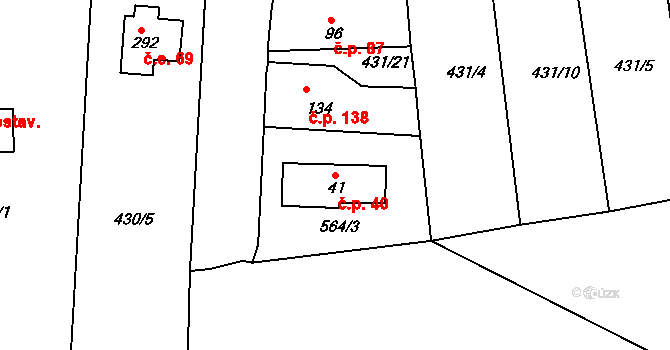 Mlékojedy 40, Neratovice na parcele st. 41 v KÚ Mlékojedy u Neratovic, Katastrální mapa