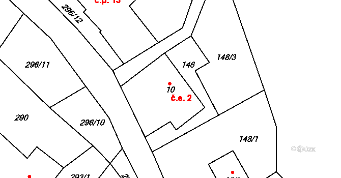 Březí 2, Čachrov na parcele st. 10 v KÚ Březí u Čachrova, Katastrální mapa