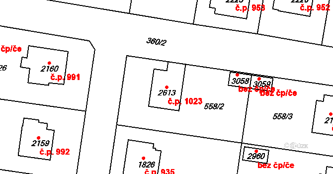 Sušice II 1023, Sušice na parcele st. 2613 v KÚ Sušice nad Otavou, Katastrální mapa