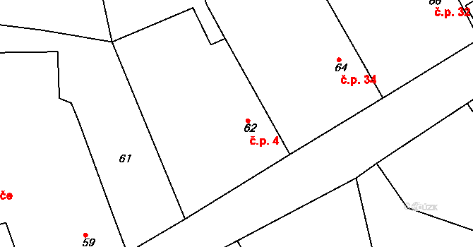 Střapole 4, Bušovice na parcele st. 62 v KÚ Střapole, Katastrální mapa