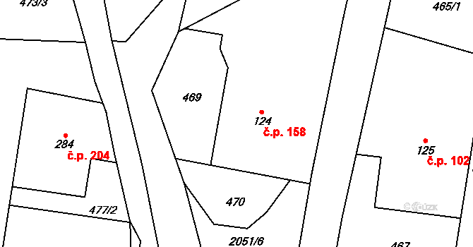 Zdoňov 158, Teplice nad Metují na parcele st. 124 v KÚ Zdoňov, Katastrální mapa
