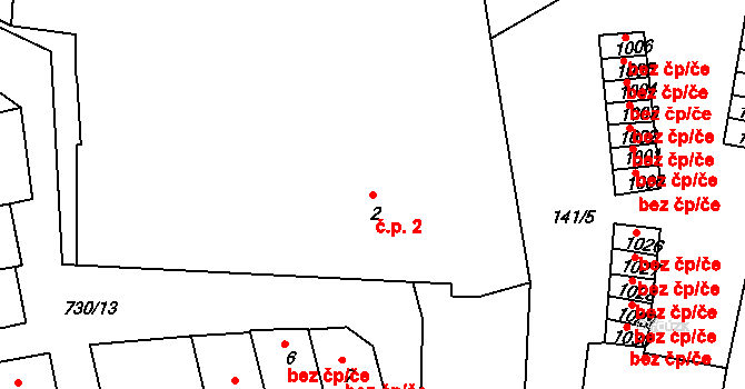 Broumov 2 na parcele st. 2 v KÚ Broumov, Katastrální mapa
