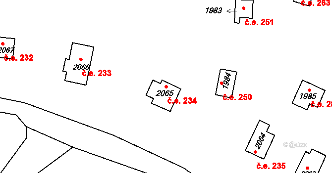 Jedovnice 234 na parcele st. 2065 v KÚ Jedovnice, Katastrální mapa