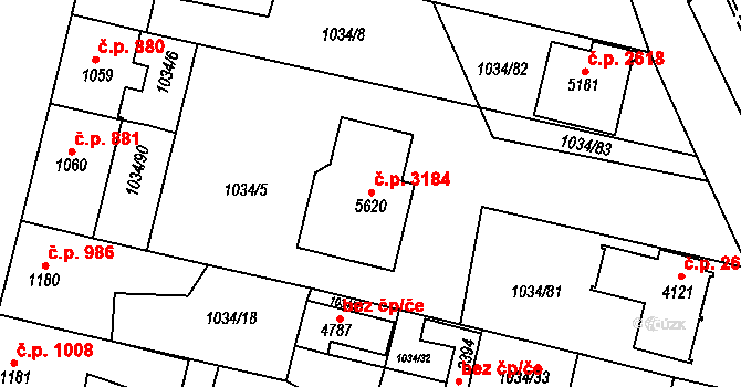 Dvůr Králové nad Labem 3184 na parcele st. 5620 v KÚ Dvůr Králové nad Labem, Katastrální mapa