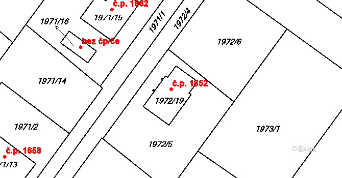 Holešov 1852 na parcele st. 1972/19 v KÚ Holešov, Katastrální mapa