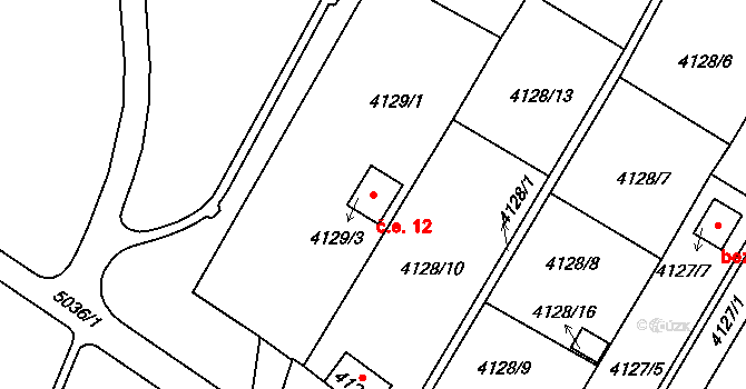 Louny 12 na parcele st. 4129/3 v KÚ Louny, Katastrální mapa
