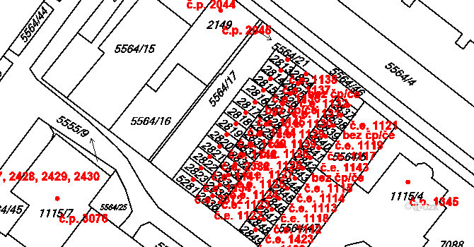 Žatec 1140 na parcele st. 2819 v KÚ Žatec, Katastrální mapa