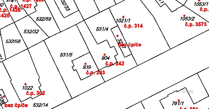 Havlíčkův Brod 242 na parcele st. 904 v KÚ Havlíčkův Brod, Katastrální mapa