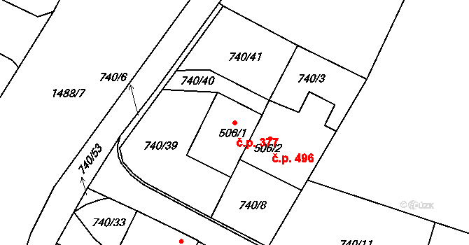 Doudleby nad Orlicí 377 na parcele st. 506/1 v KÚ Doudleby nad Orlicí, Katastrální mapa