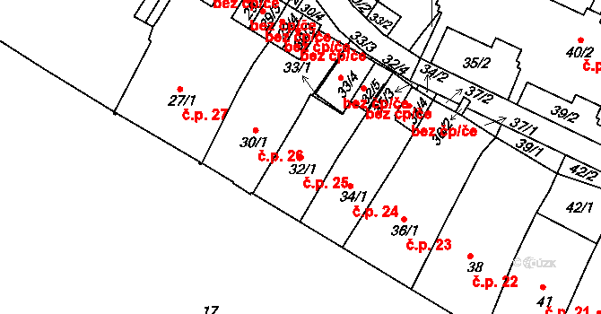 Kostelec nad Orlicí 25 na parcele st. 32/1 v KÚ Kostelec nad Orlicí, Katastrální mapa