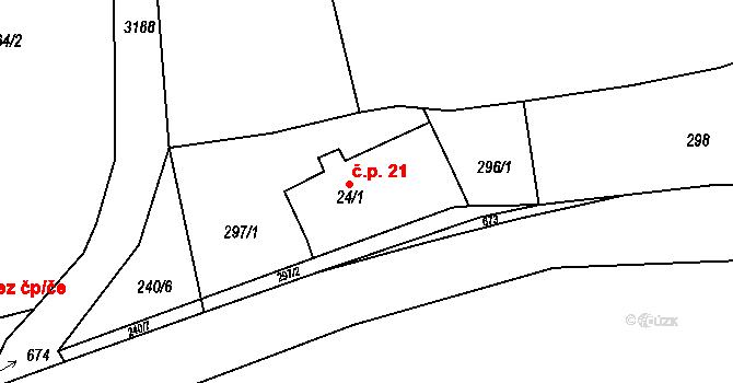 Slemeno 21, Synkov-Slemeno na parcele st. 24/1 v KÚ Slemeno u Rychnova nad Kněžnou, Katastrální mapa