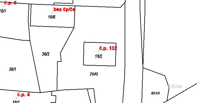 Benešovice 132 na parcele st. 16/2 v KÚ Benešovice, Katastrální mapa