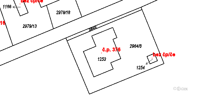 Jílové 376 na parcele st. 1253 v KÚ Jílové u Děčína, Katastrální mapa