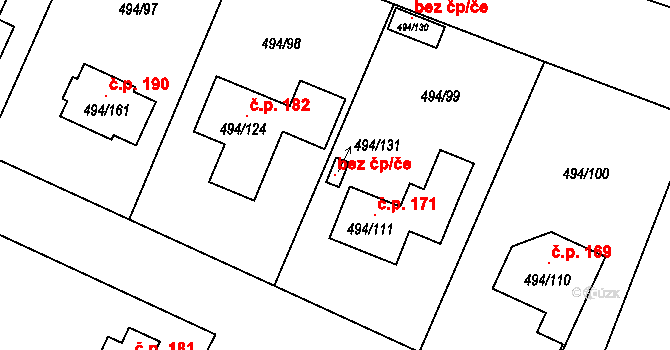 Černotín 104125969 na parcele st. 494/131 v KÚ Černotín, Katastrální mapa