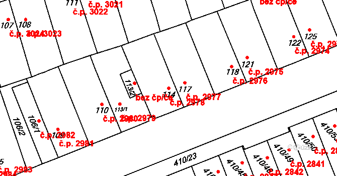 Znojmo 2978 na parcele st. 114 v KÚ Znojmo-Louka, Katastrální mapa